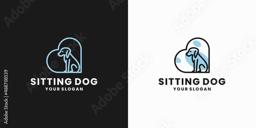 love dog, pet store logo design template