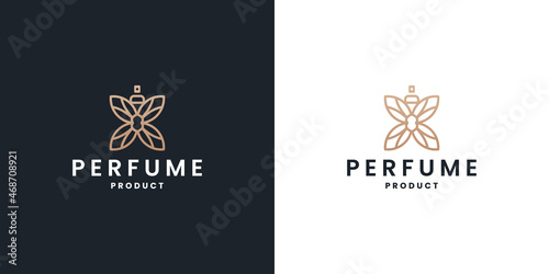 elegance perfume logo design. flower fragrant logo design.