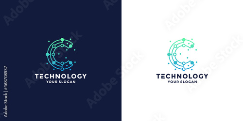 C technology initials logo design inspiration © amor