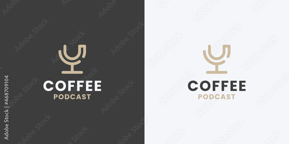 coffee podcast with letter U logo design combination coffee podcast with letter U logo design combination