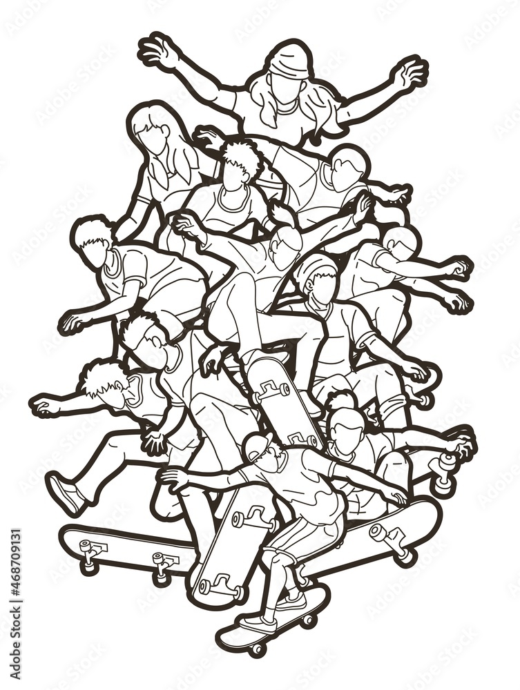 Skateboarder Action Skateboard Players Extreme Sport Cartoon Graphic Vector Skateboarder Action Skateboard Players Extreme Sport Cartoon Graphic Vector