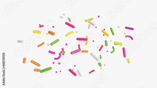 3d rendering of colorful sprinkles on a white background