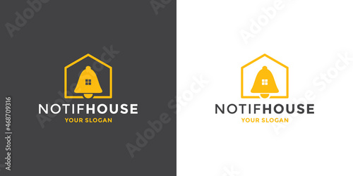 bell house, notification house logo design template