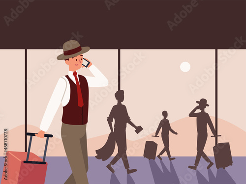 travelling businessmen with luggage