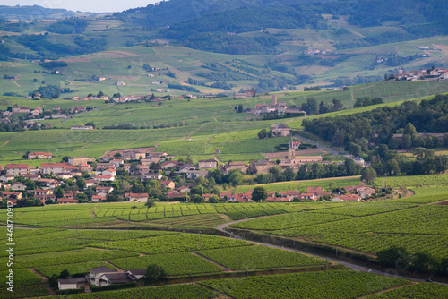 Odenas village with vineyards landscape, Beaujolais