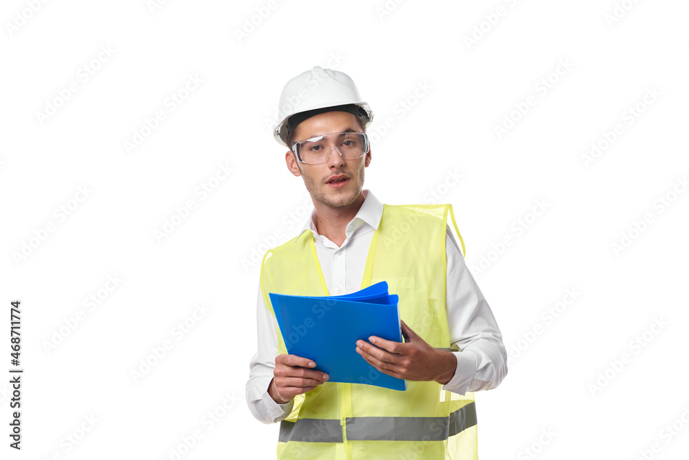 engineer in working uniform protective clothing documents construction engineer in working uniform protective clothing documents construction