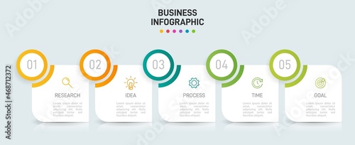 Infographic design with icons and 5 options or steps. Thin line vector. Infographics business concept. Can be used for info graphics, flow charts, presentations, web sites, banners, printed materials.
