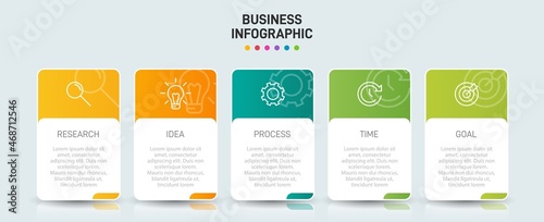 Infographic design with icons and 5 options or steps. Thin line vector. Infographics business concept. Can be used for info graphics, flow charts, presentations, web sites, banners, printed materials.