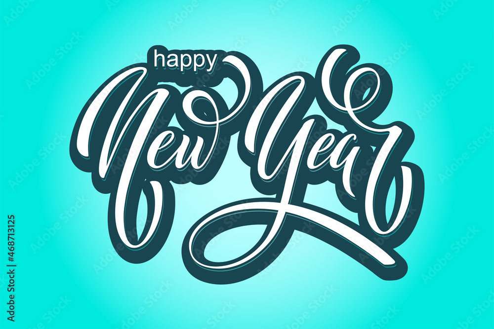 Happy New Year hand lettering calligraphy. Vector holiday illustration element. Typographic element for banner, poster, congratulations. Happy New Year hand lettering calligraphy. Vector holiday illustration element. Typographic element for banner, poster, congratulations.