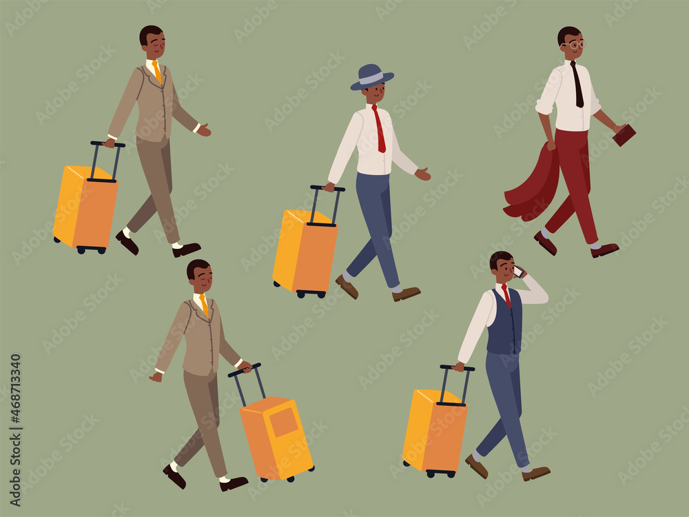 business people and suitcases, icons