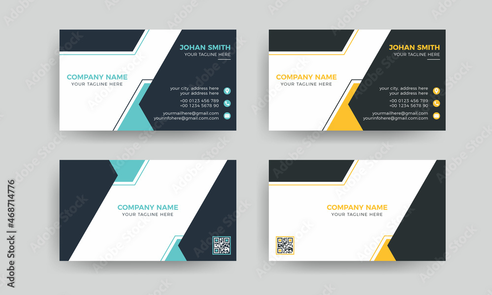 Double-sided Two colour creative business card design template.