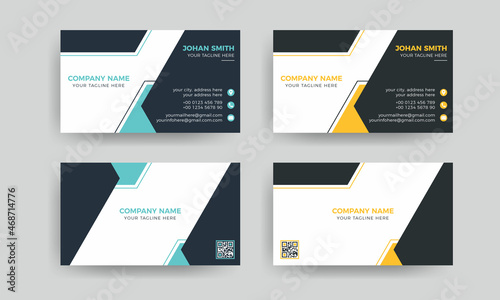 Double-sided Two colour creative business card design template.