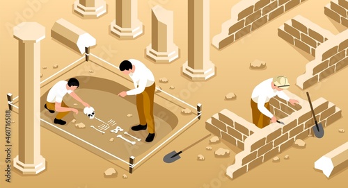 Archaeology Isometric Illustration