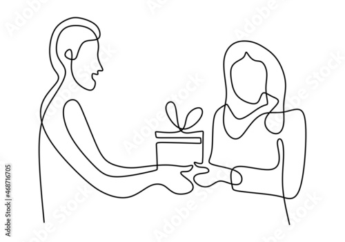 line drawing of man give a ...