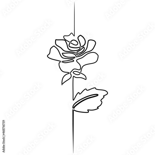 One line rose design. Hand ...