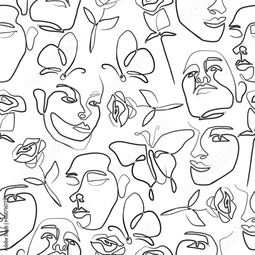 Continuous line face women ...