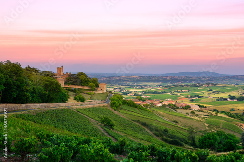 After the sunset, Montmelas castle, Beaujolais, France