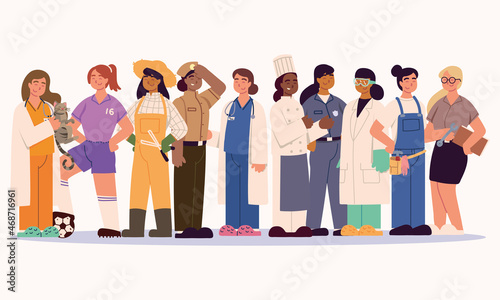 group diverse women workers