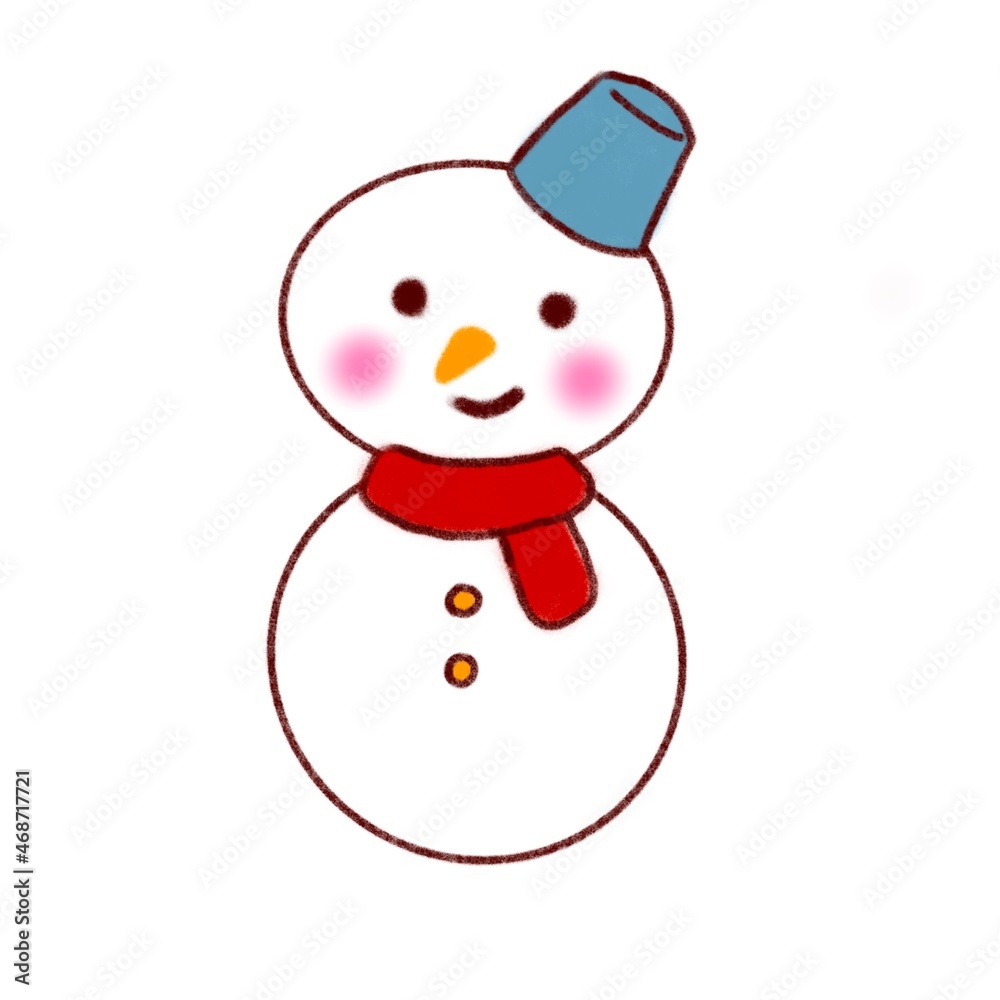 手描き風かわいい雪だるま　snowman winter