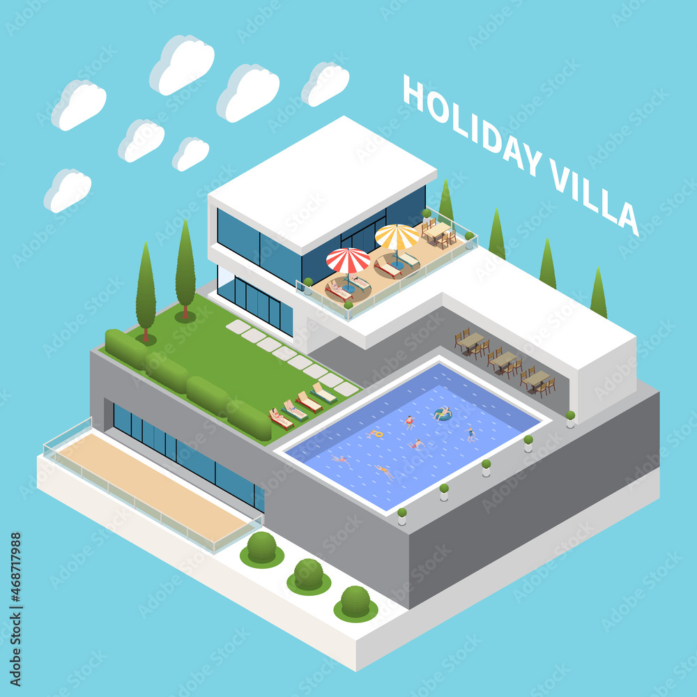 Holiday Villa Isometric Composition