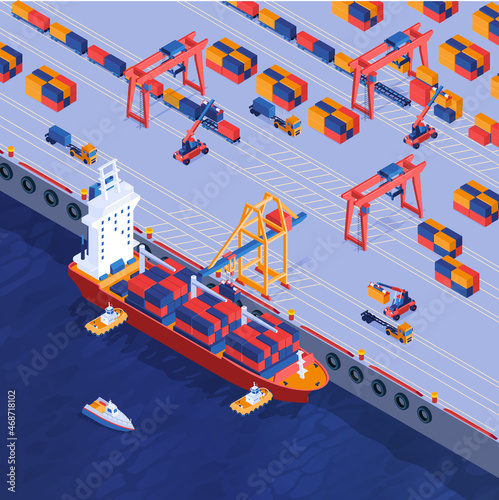 Sea Container Terminal Isometric background