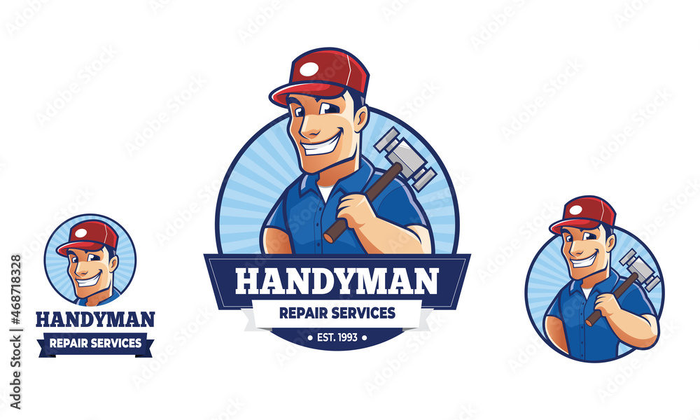 Handyman Mascot Logo Design Handyman Mascot Logo Design