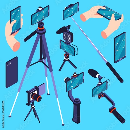Video And Photo Shooting Isometric Set