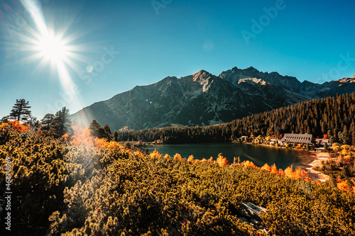 Hiking Popradske lake to Ostrva peak , very popular hiking destination in High Tatras National park, Slovakia nature photo