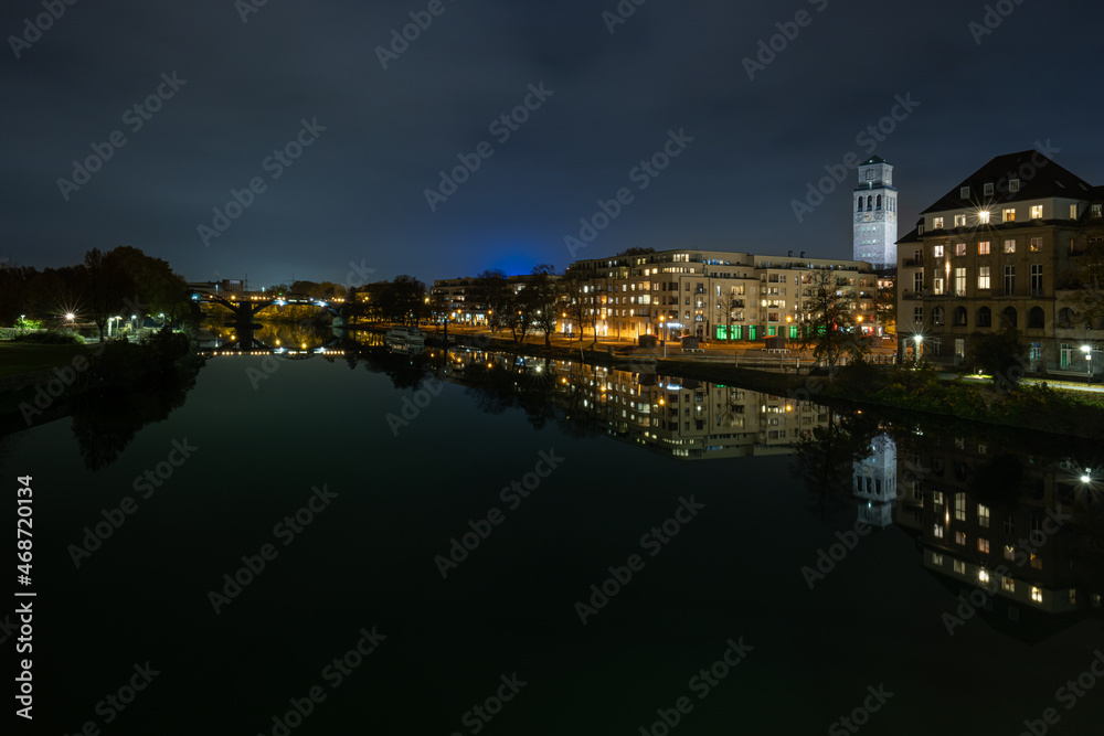 Fototapeta premium panoramic view of Mülheim an der Ruhr / Germany at night