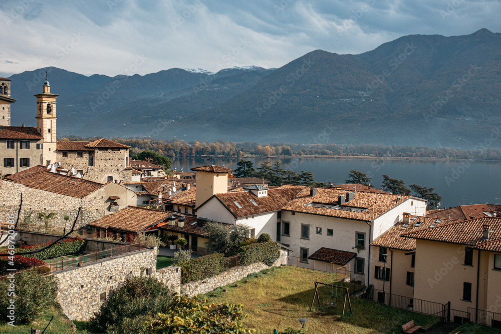 Lovere town on Lake Iseo. Province of bergamo. Lombardy, Italy. 
