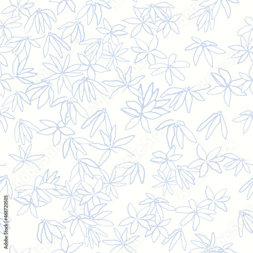 Hand drawn flowers seamless pattern. Floral scetch vector illustration. Hawaiian short style. Fashionable fabric print