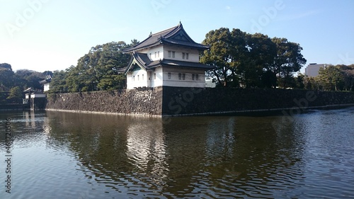 Tower and moat of Edo Castle in Tokyo