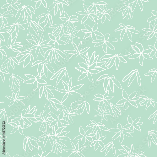 Hand drawn flowers seamless pattern. Floral scetch vector illustration. Hawaiian short style. Fashionable fabric print © Evgeniya Khudyakova