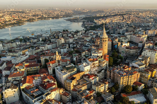 Photography aerial view of the city,
Galata tower