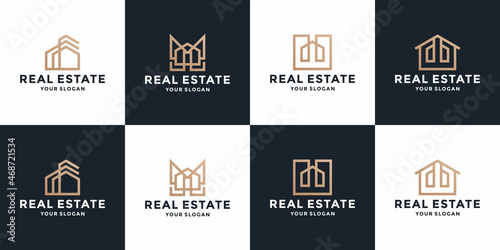 golden real estate logo design collections