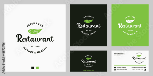 healthy food logo design for restaurant with business card