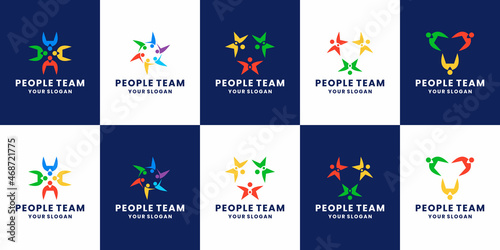 set community human, team work, partnership logo design