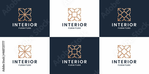 set of abstract interiors logo design home furniture