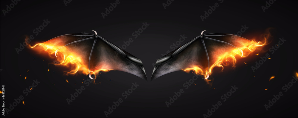 Fototapeta premium Daemon Bat Fire Composition