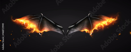 Leinwand Poster Daemon Bat Fire Composition