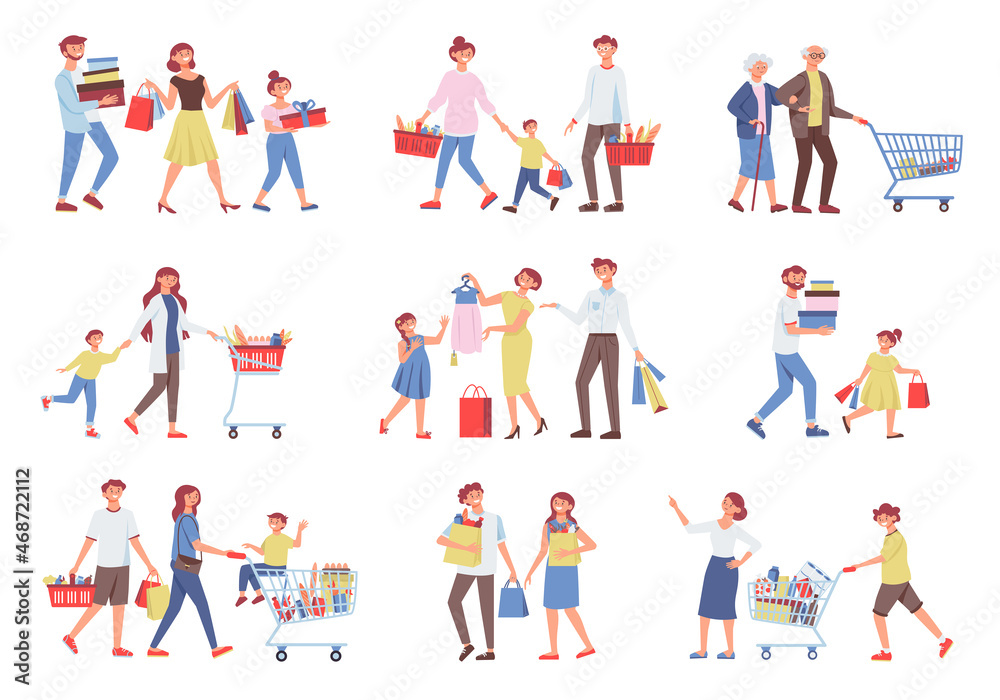 Shopping Family Icon Set