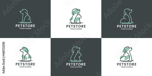 set of pet store logo design collection