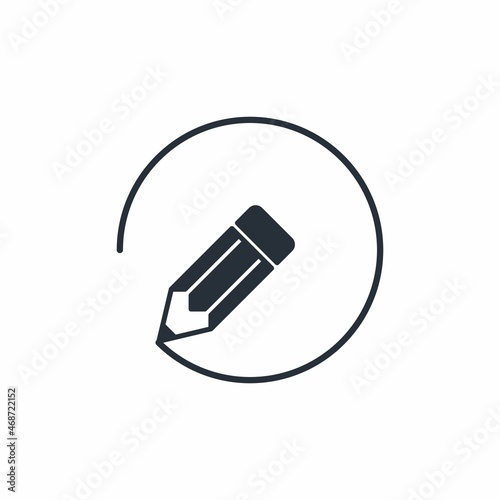 The pencil draws a circle. Complete an action, process, or circular motion. Vector linear icon isolated on white background.