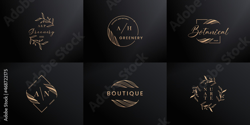 hand drawn decorative ornament logo design for wedding