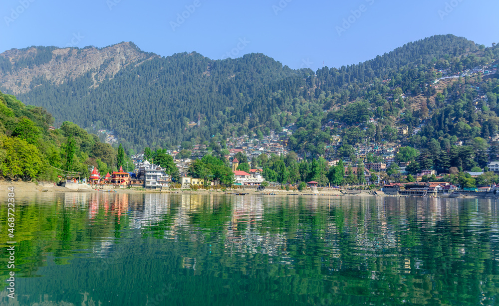 Landscape of Naini lake in Nainital, Uttrakhand
