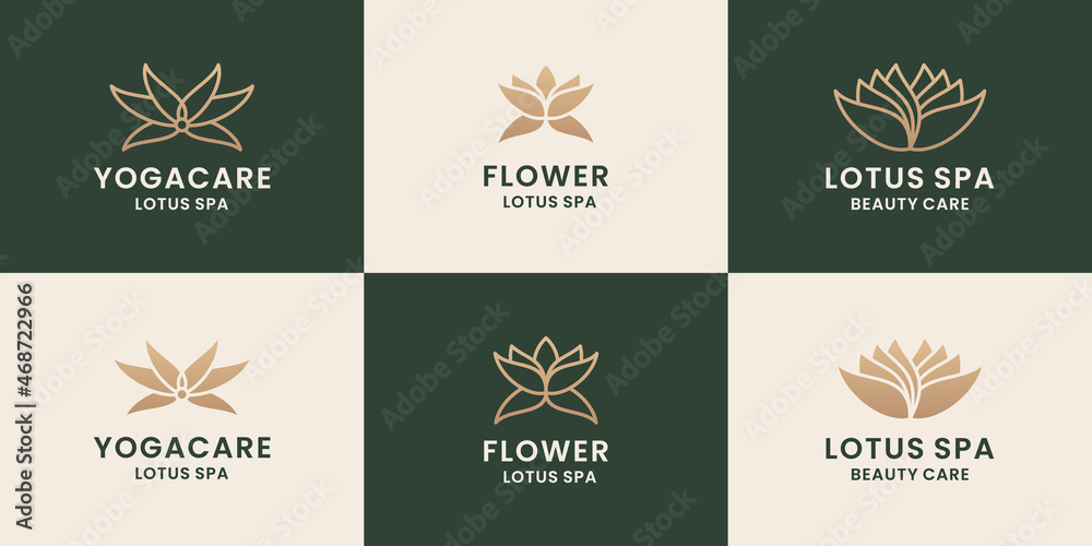 feminine beauty lotus flower logo design bundle