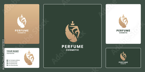 luxury feather perfume bottle combine logo design for cosmetic