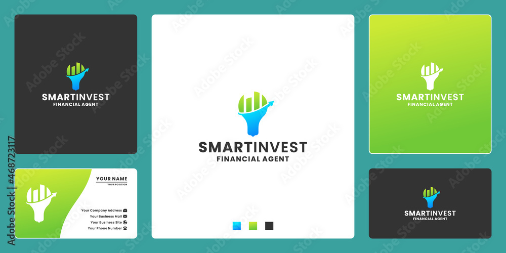 smart invest logo design template for financial agent, and accounting company