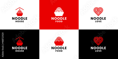 set of noodle logo design for menu restaurant and noodle company