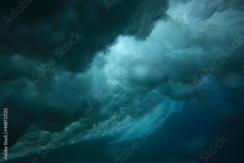 underwater turbulence of a breaking wave.